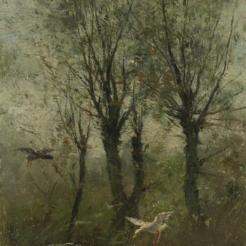 Willem Maris - Ducks alighting on a Pool